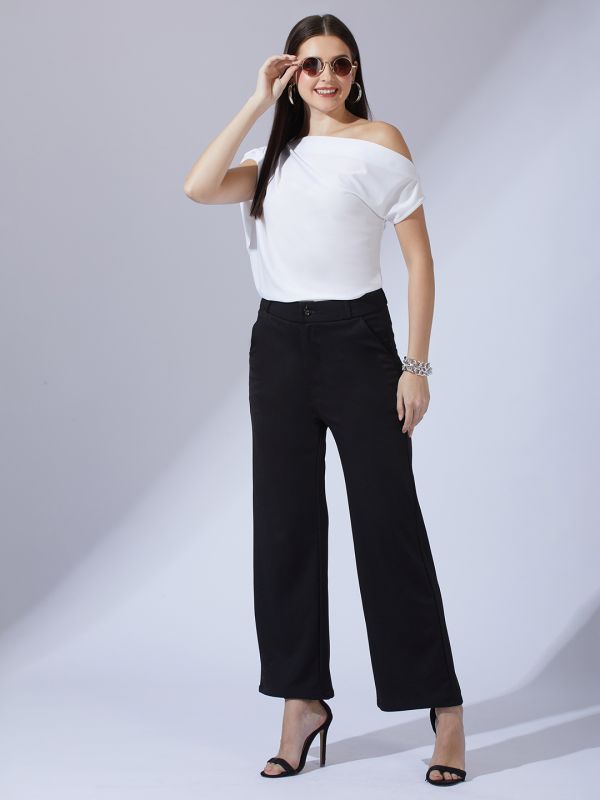 Globus Women White One Shoulder Extended Sleeve Party Top