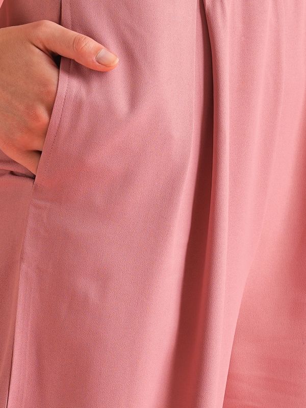 Globus Women Dusty Pink Cowl Neck Party Jumpsuit