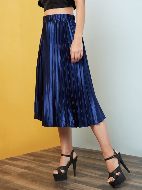 Globus Women Blue Flared A-Line Party  Skirt