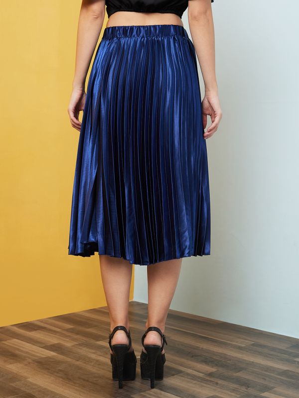 Globus Women Blue Flared A-Line Party  Skirt