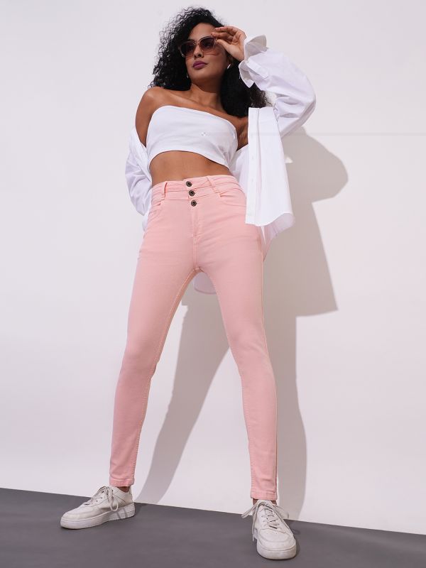 Globus Women Apricot Blush High Rise Skinny Fit Jeans
