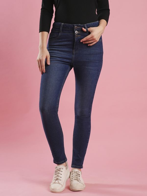Globus Women Med Blue High Rise Skinny Fit Denim Jeans