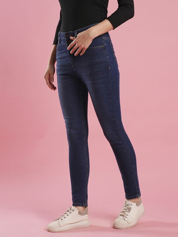 Globus Women Med Blue High Rise Skinny Fit Denim Jeans