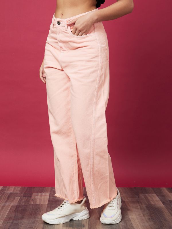 Globus Women Pink Solid Casual Jeans With belt loops