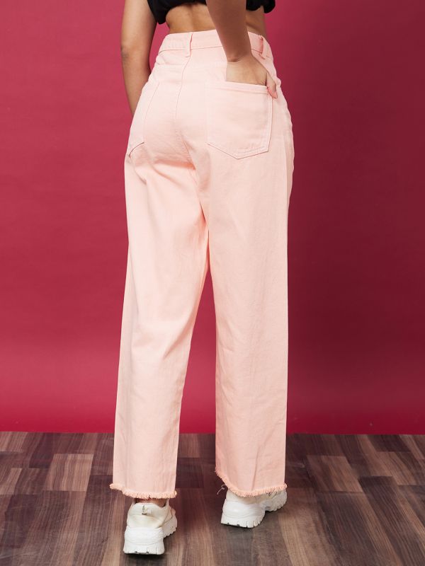 Globus Women Pink Solid Casual Jeans With belt loops