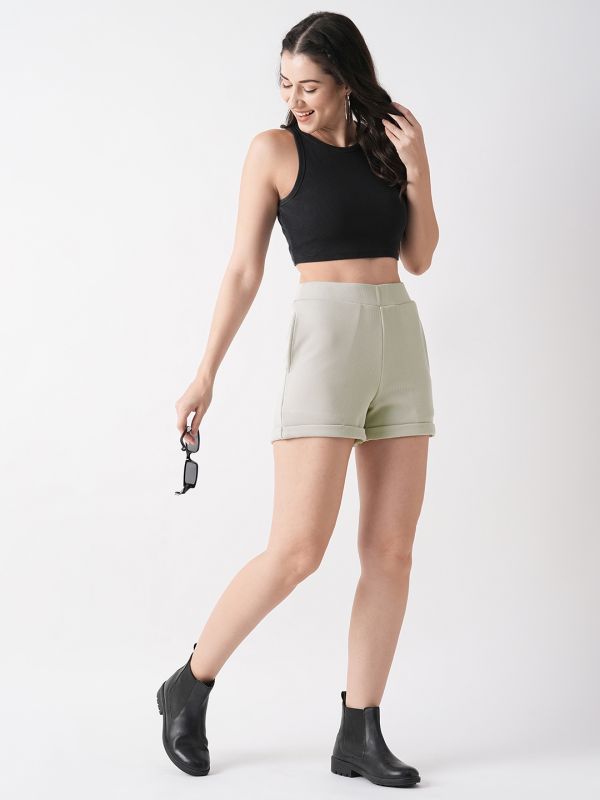 Globus Women Cement Grey Regular Fit Mid-Rise Short