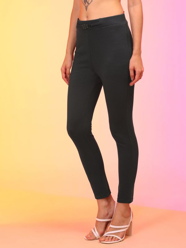 Globus Women Dark Grey Skinny Fit Treggings