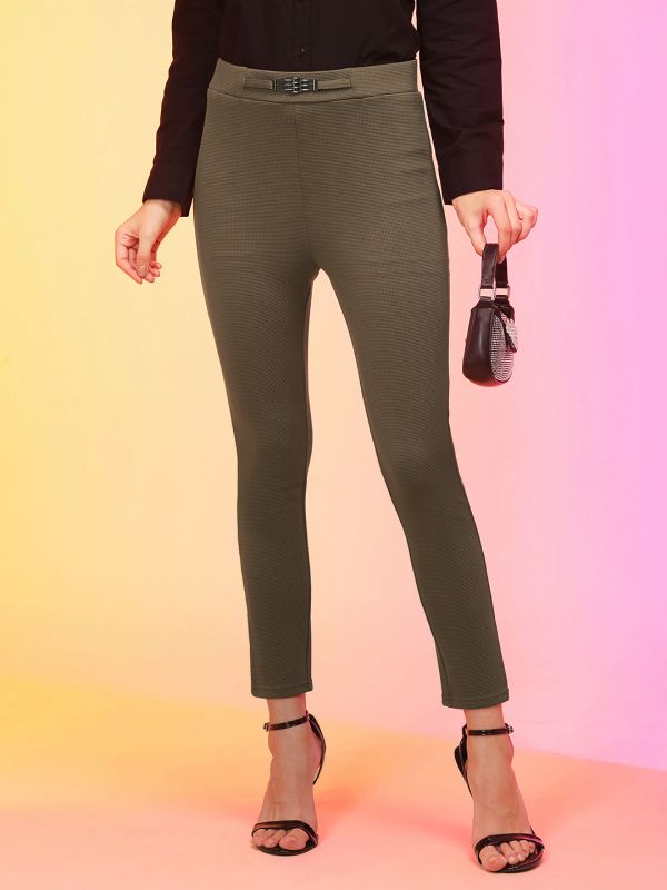 Globus Women Mud Brown Skinny Fit Treggings