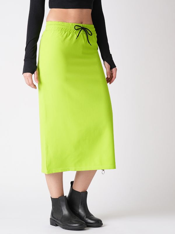 Globus Women Neon Green Straight Midi Skirt