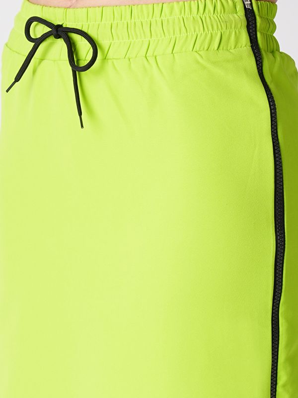 Globus Women Neon Green Straight Midi Skirt