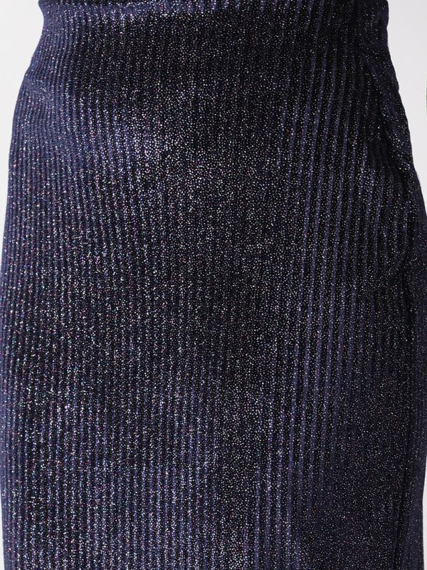 Globus Women Navy Sheen Striped Midi Party Skirt