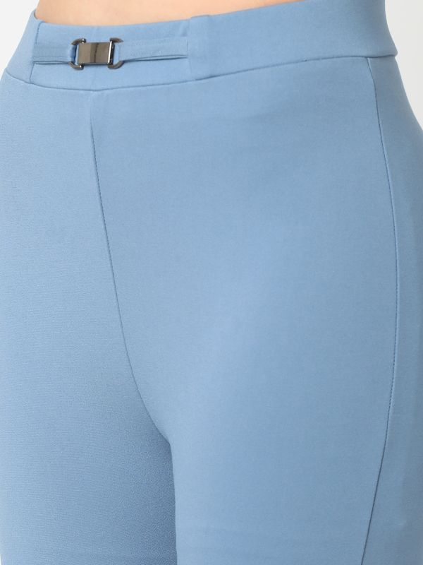 Globus Women Blue Stretchable High Rise Skinny Fit Workwear Capris