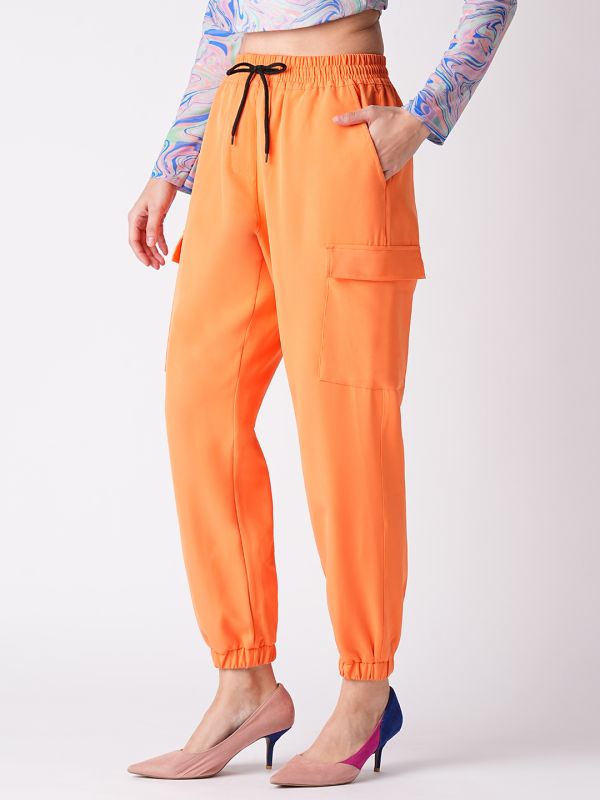 Globus Women Neon Orange Loose Fit Jogger
