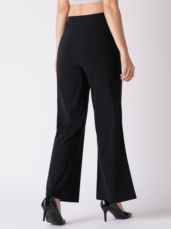 Globus Women Black Mid Rise Flared Fit Bootcut Trouser