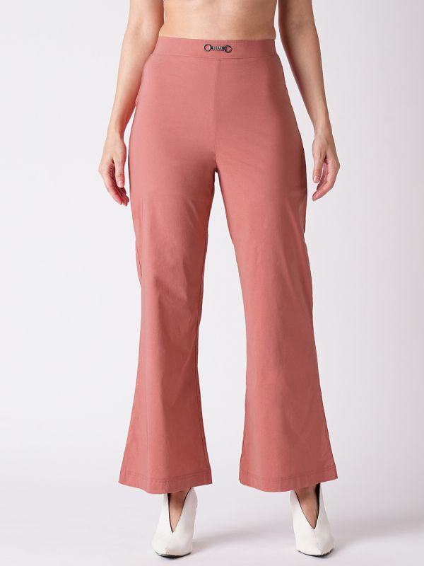 Globus Women Rust Mid Rise Flared Fit Bootcut Trouser
