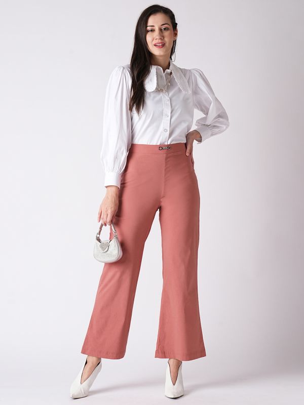 Globus Women Rust Mid Rise Flared Fit Bootcut Trouser