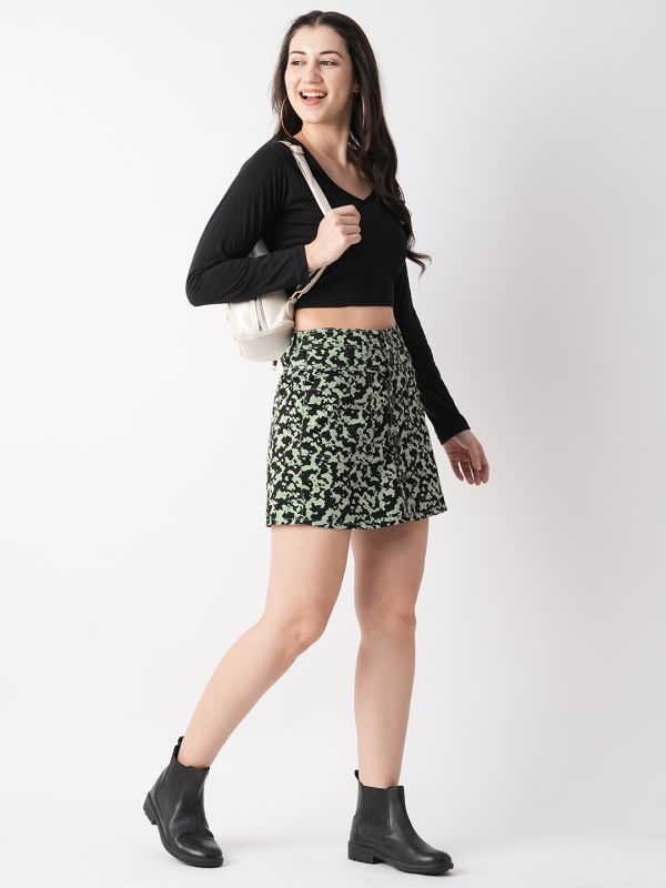 Globus Women Mint Green Military Inspired Camouflage Skort