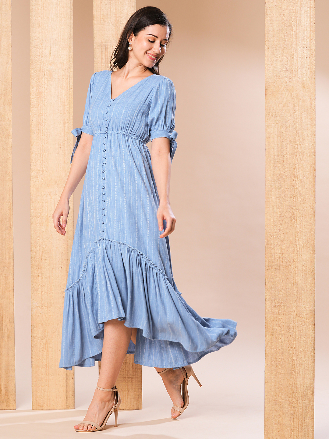 Globus Women Blue A-Line High-Low Dress