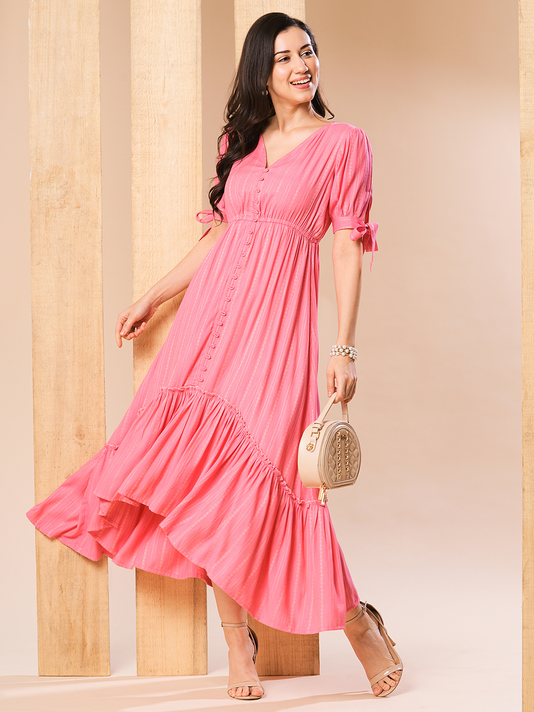 Globus Women Pink A-Line High-Low Dress