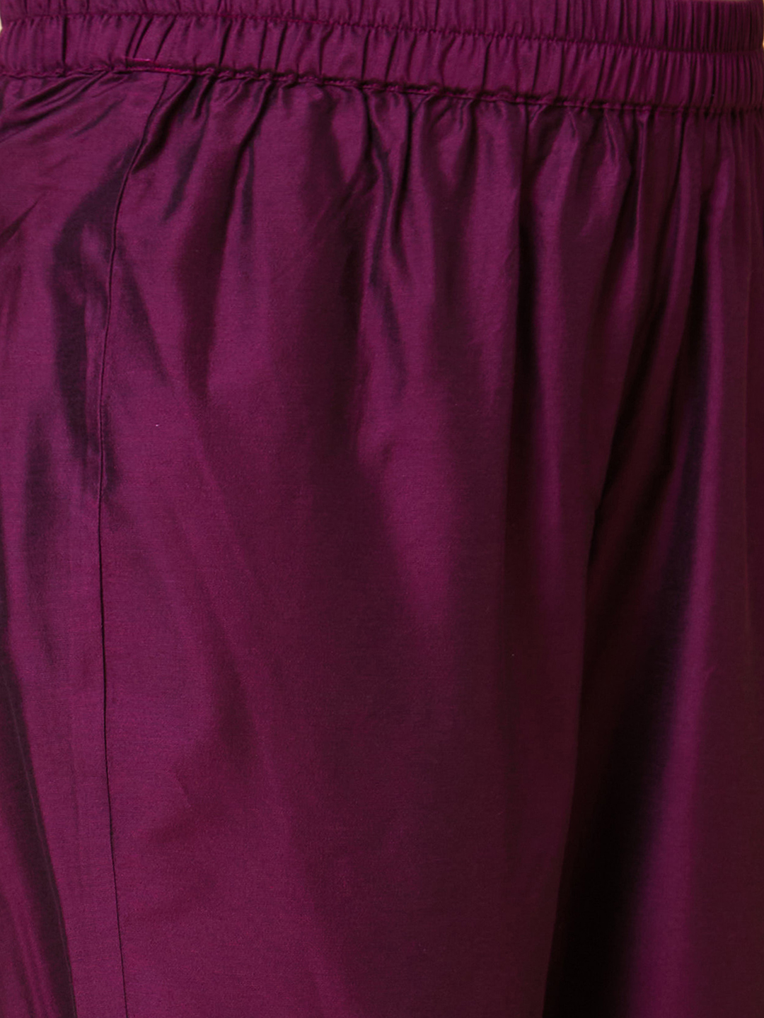 Globus Women Purple Embroidered Ethnic Motifs Festive Straight Kurta With Trousers