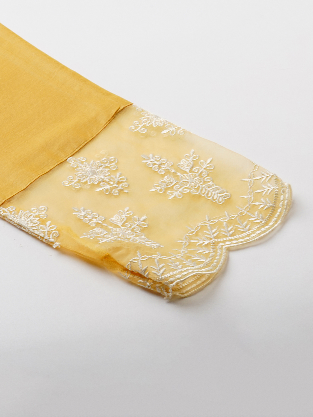 Globus Women Yellow Embroidered A-Line Kurta With Pants