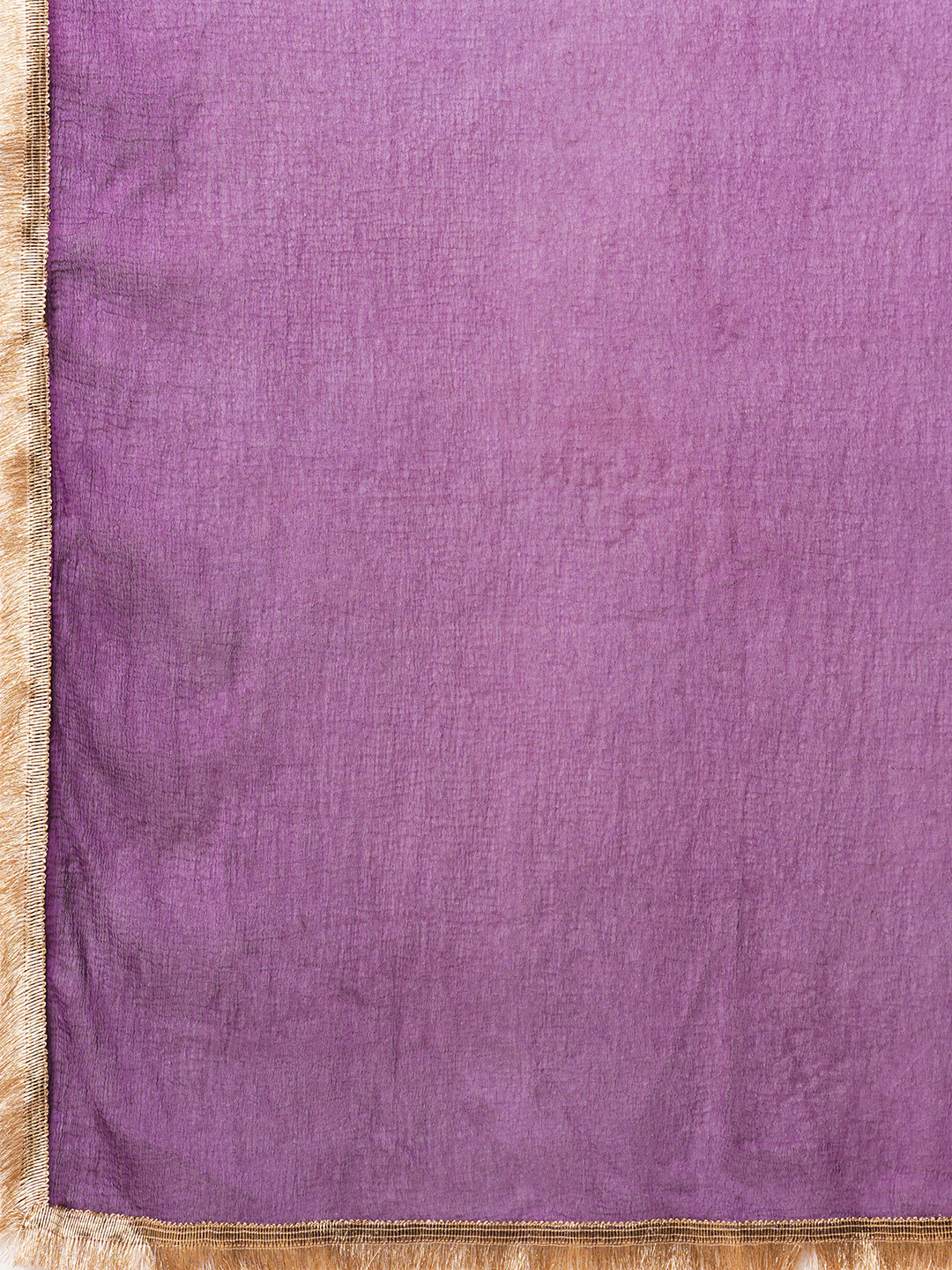 Globus Women Purple Embroidered Neckline Straight Kurti With Sharara Pants & Fringed Dupatta
