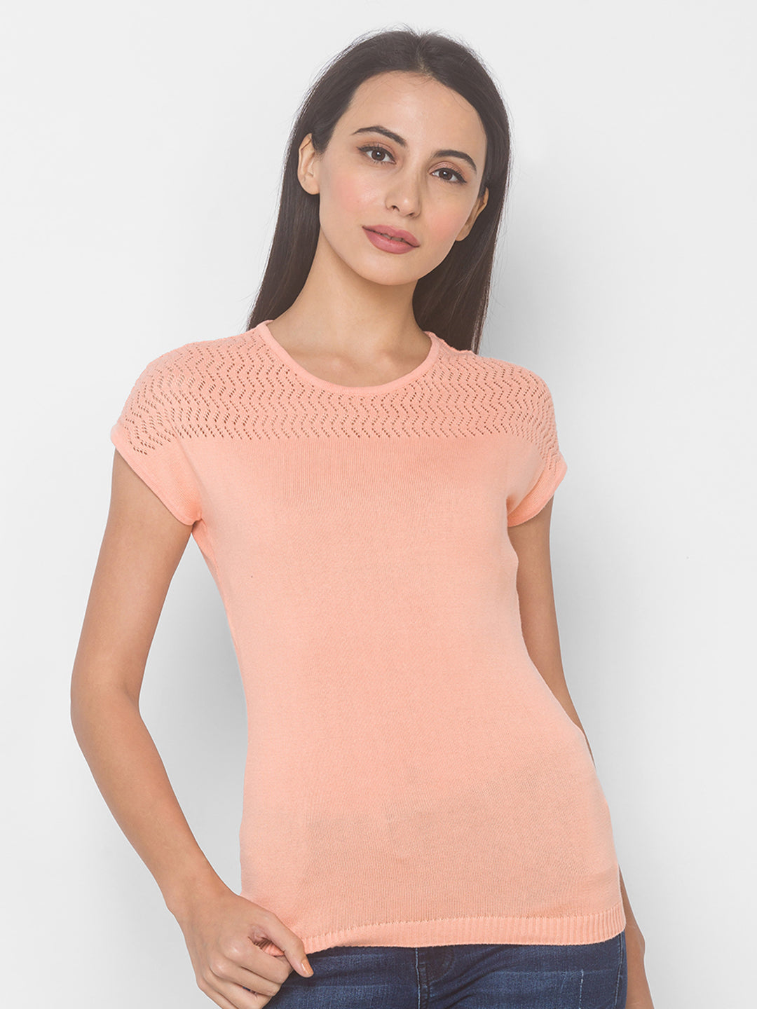 Globus Pink Self Design Sweaters