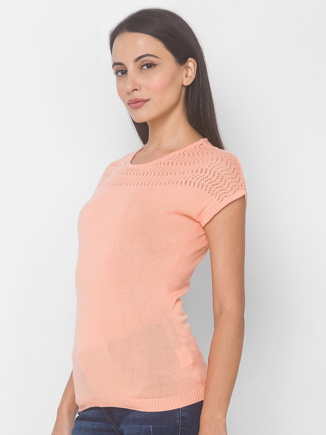 Globus Pink Self Design Sweaters