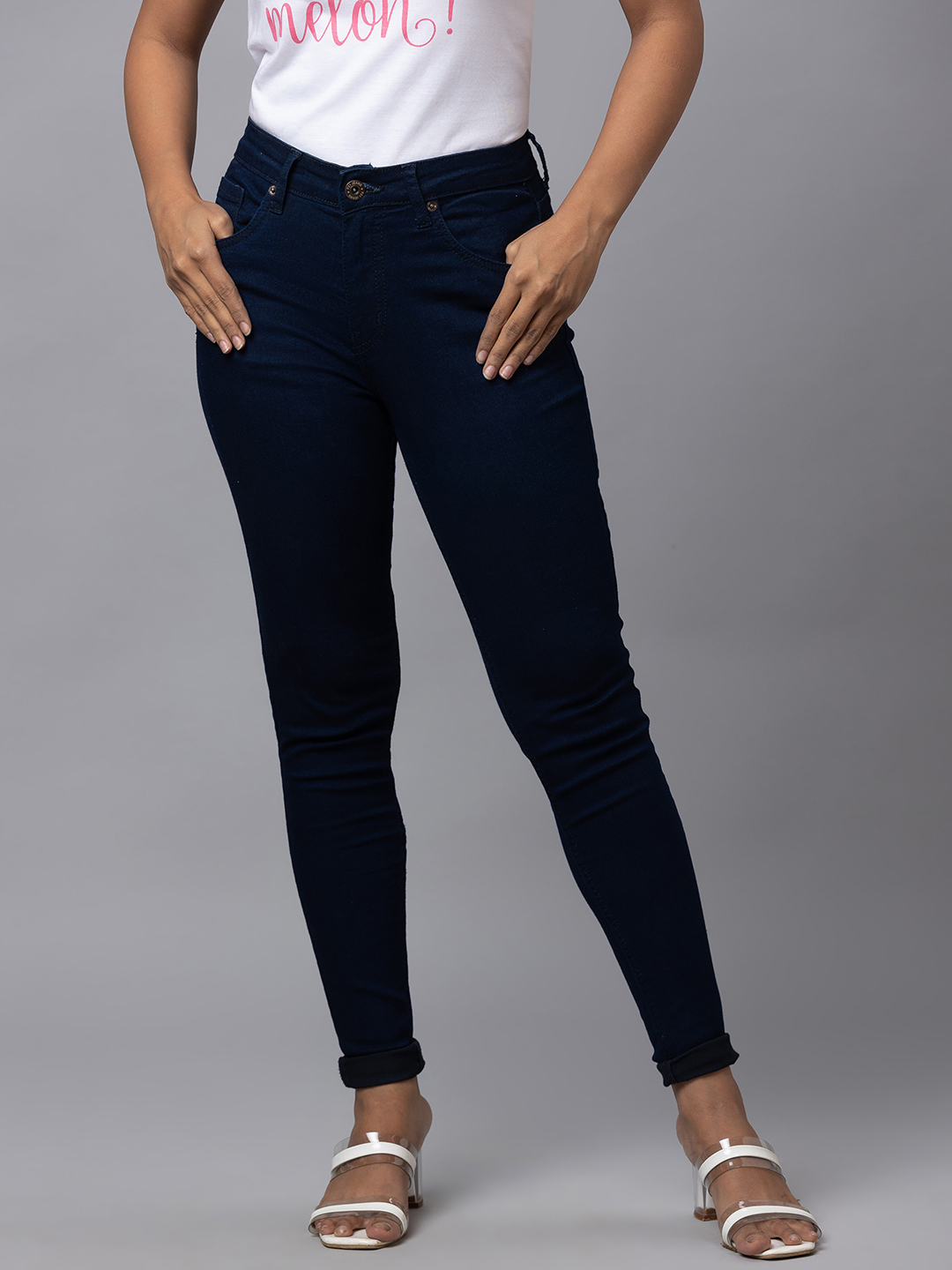 Globus Women Dark Blue Mid-Rise Stretchable Skinny Fit Jeans