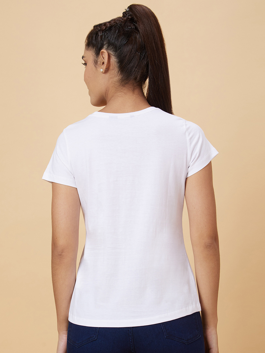 Globus Women White Printed Cotton T-Shirt