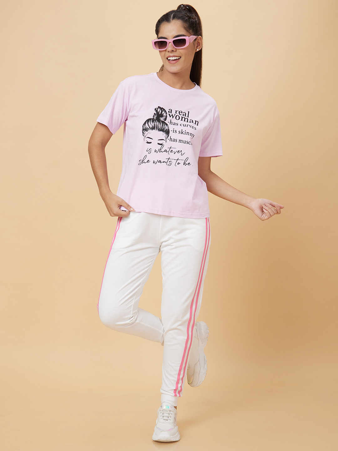 Globus Women Lavender Printed Cotton T-Shirt