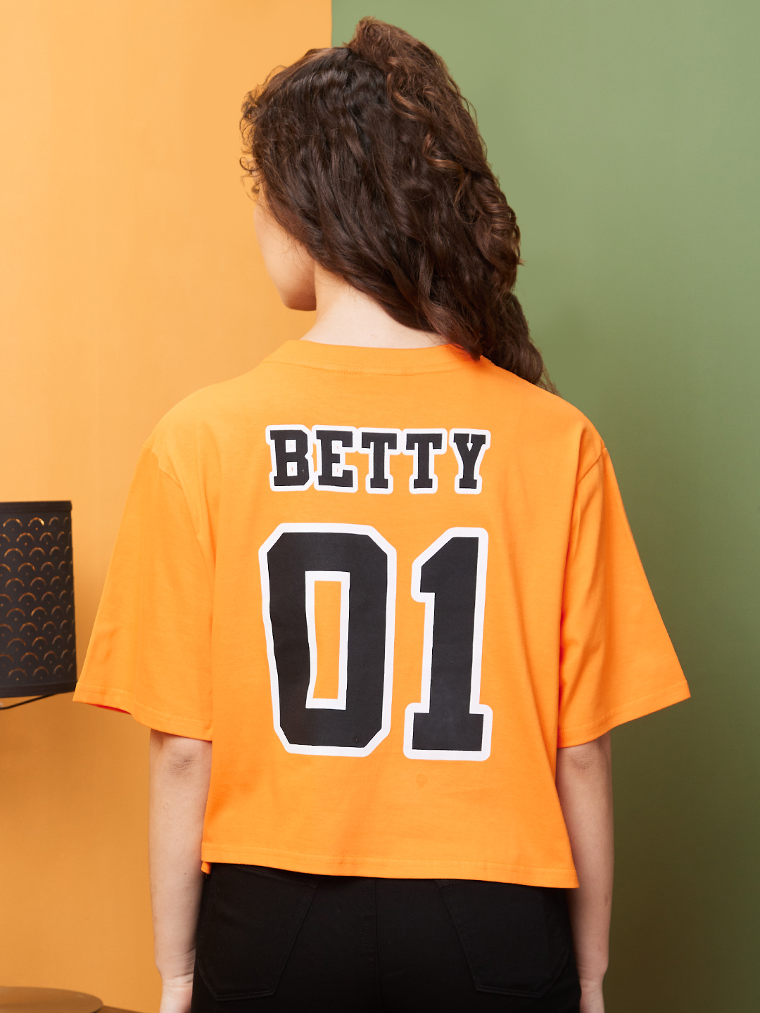 Globus Women Orange Boxy Fit Typography Round Neck T-Shirt
