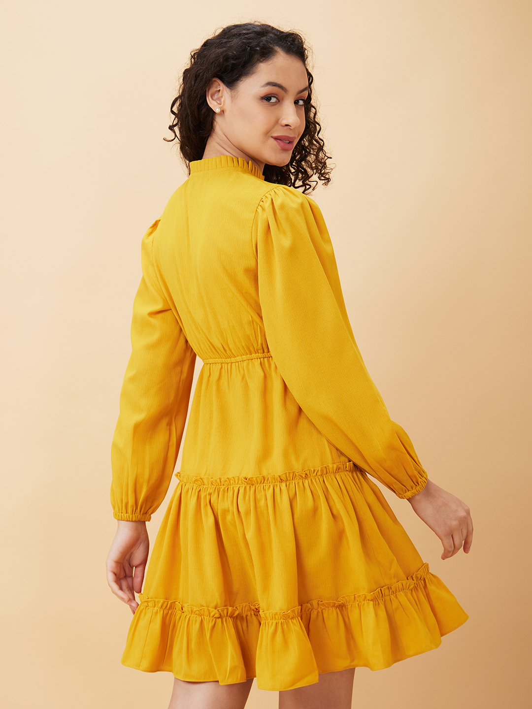 Globus Women Mustard Solid A-Line Casual Dress