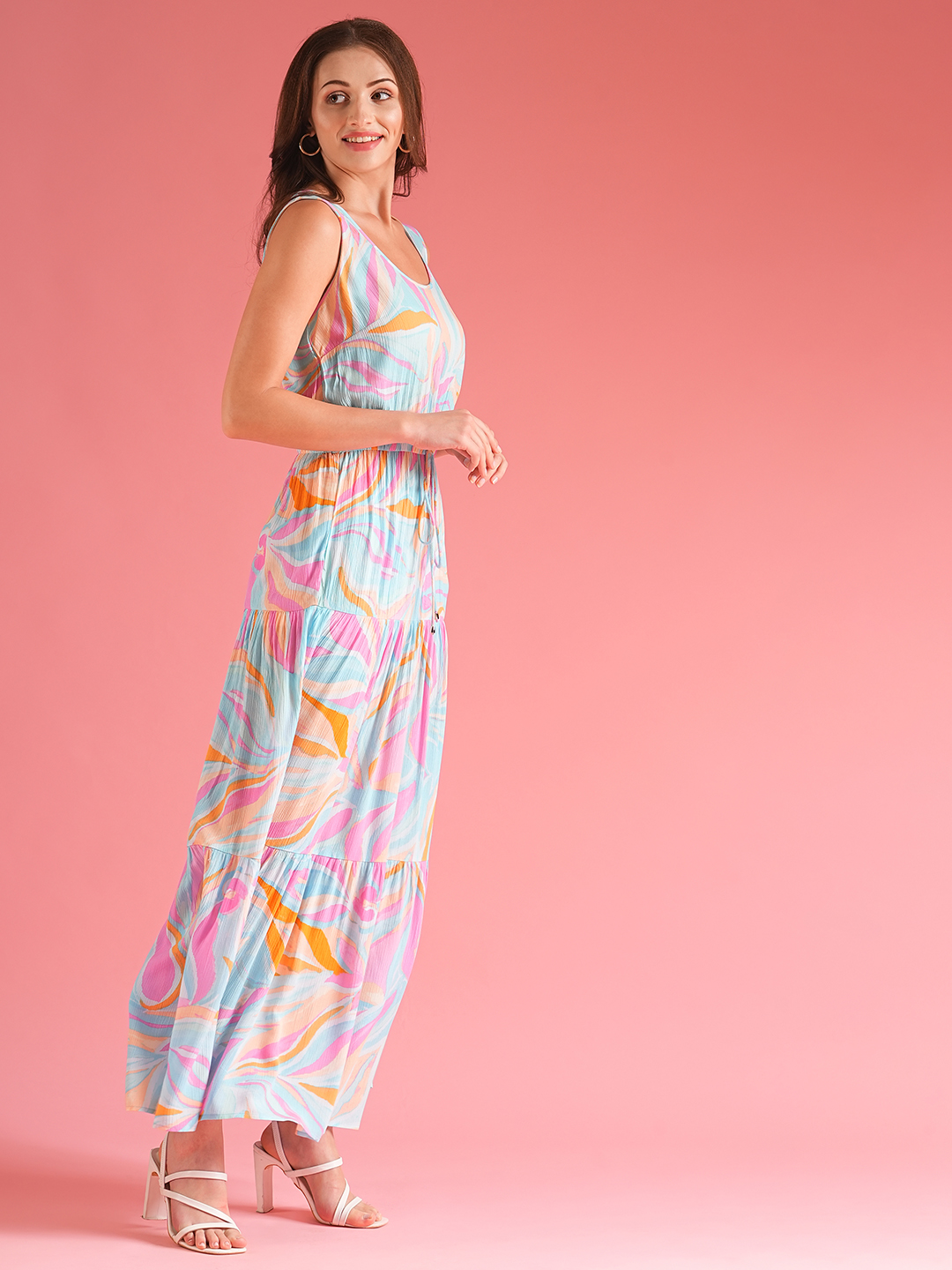 Globus Women Multicolour Abstract Fit & Flare Maxi Dress