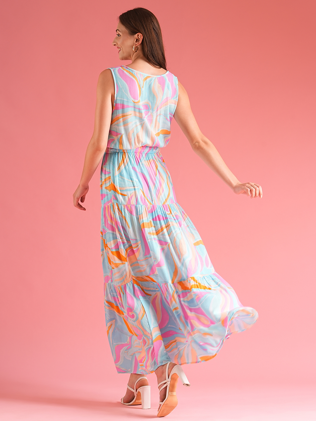 Globus Women Multicolour Abstract Fit & Flare Maxi Dress