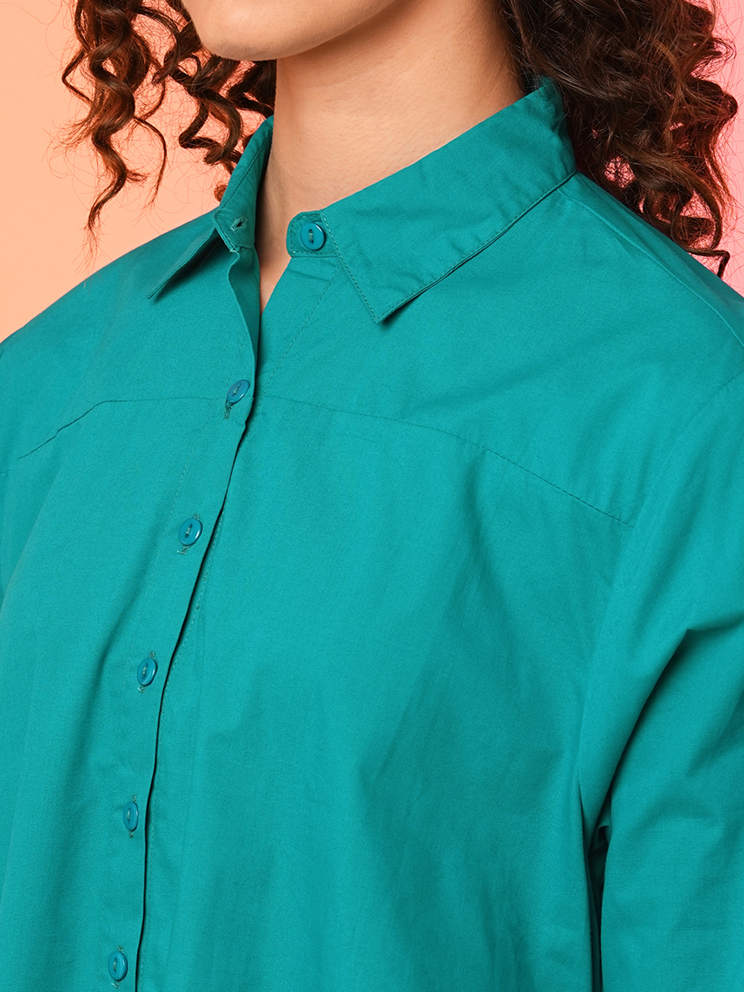Globus Women Green Asymmetric Loose Fit A-Line Dress