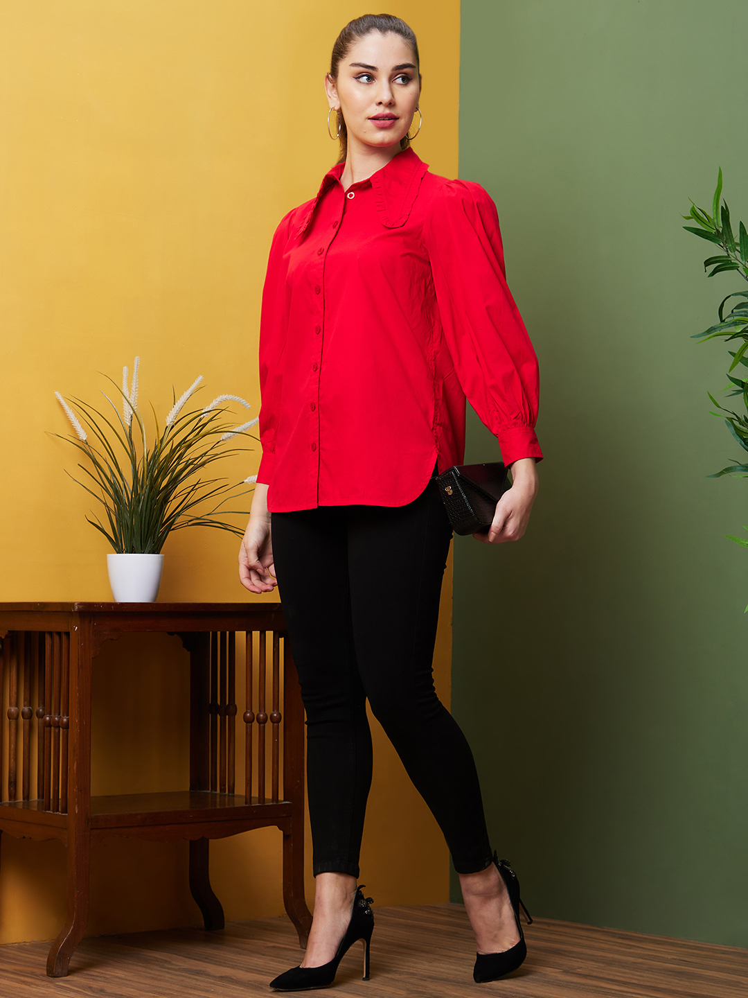 Globus Women Red Solid Casual Shirt Style Top