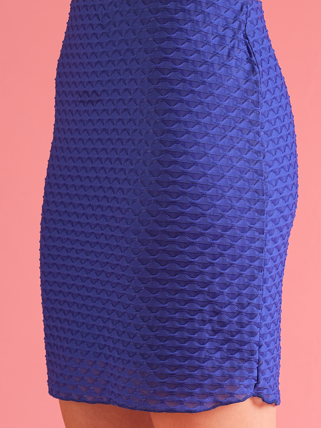 Globus Women Blue Asymmetric Hem Top & Bodycon Mini Skirt Co-Ord Set