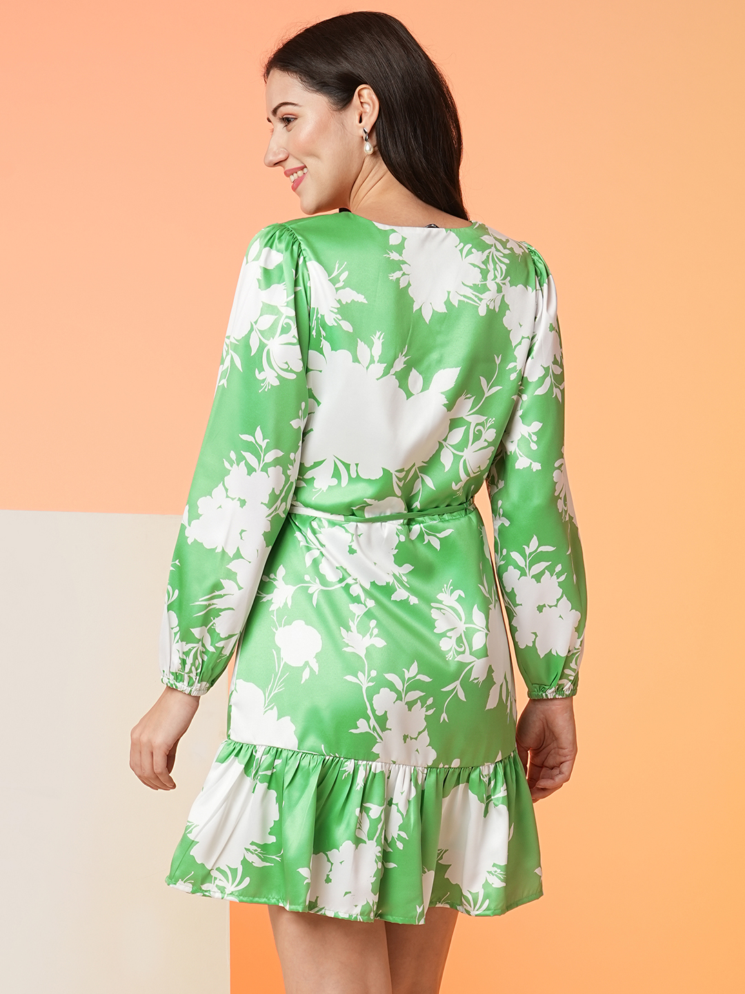 Globus Women Green Floral Fit & Flare Party Dress